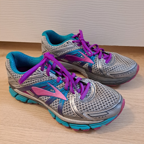 Brooks Shoes - Brooks Adrenaline Silver Blue Purple GTS 17 Tennis Shoe Sneakers Size 8.5